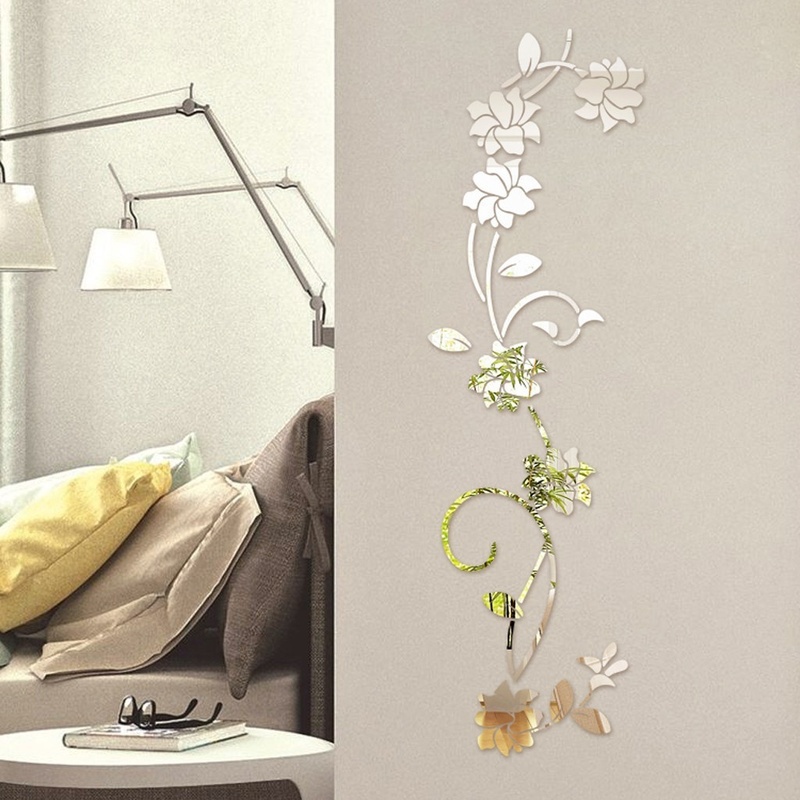Home Decor Y2K - 3D DIY ดอกไม้รูปอะคริลิครูปลอกผนังโมเดิร์นคลาสสิกความงามโรแมนติกอุปกรณ์ตกแต่งบ้าน (สีดําทองเงิน)