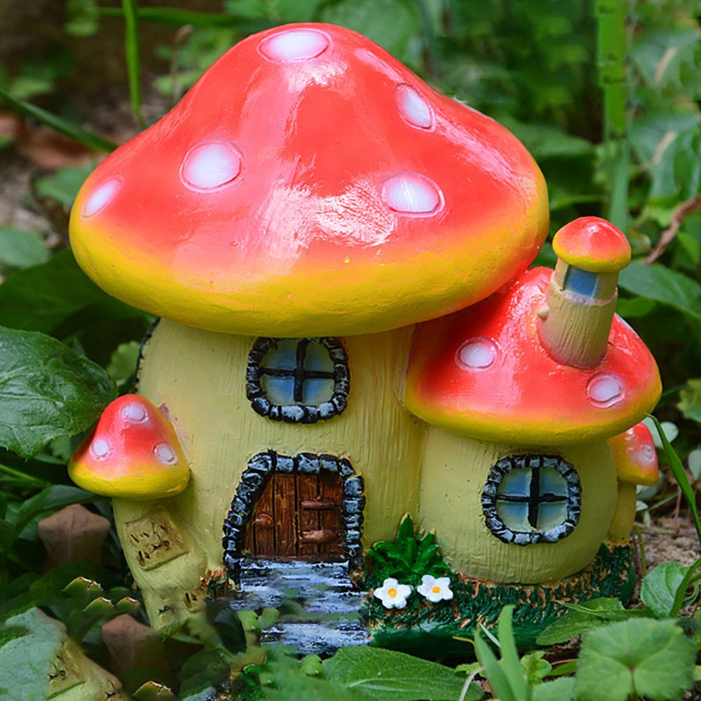 Home Decor Za - Miniature Mushroom House เรซิ่น Fairy Garden