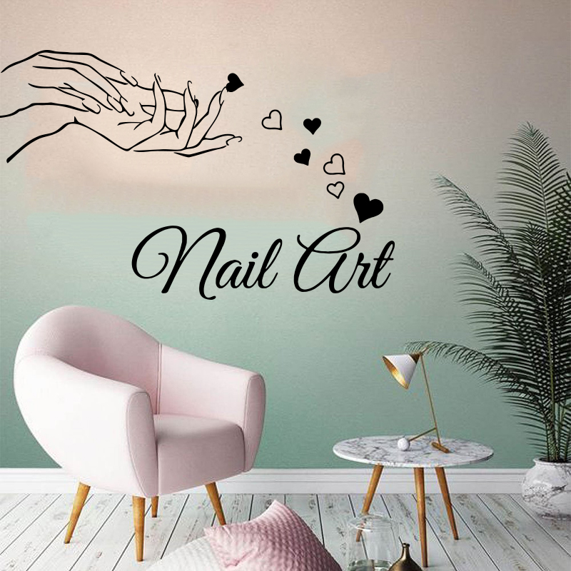 Home Decor Y2K - ความงามเล็บสาวร้านเสริมสวยมือกำแพงสติกเกอร์แต่งหน้าเล็บแฟชั่นผู้หญิง Heart หน้าต่างรูปลอกติดผนังไวนิลการตกแต่งบ้าน