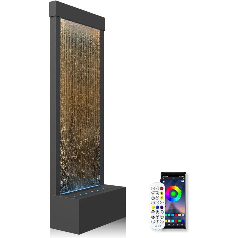 Home Decor Free App - น้ำพุตั้งพื้นแบบเรียบง่ายทันสมัย พร้อมไฟ LED หลากสีควบคุมผ่านแอปพลิเคชัน สำหรับตกแต่งบ้านและสำนักงาน
