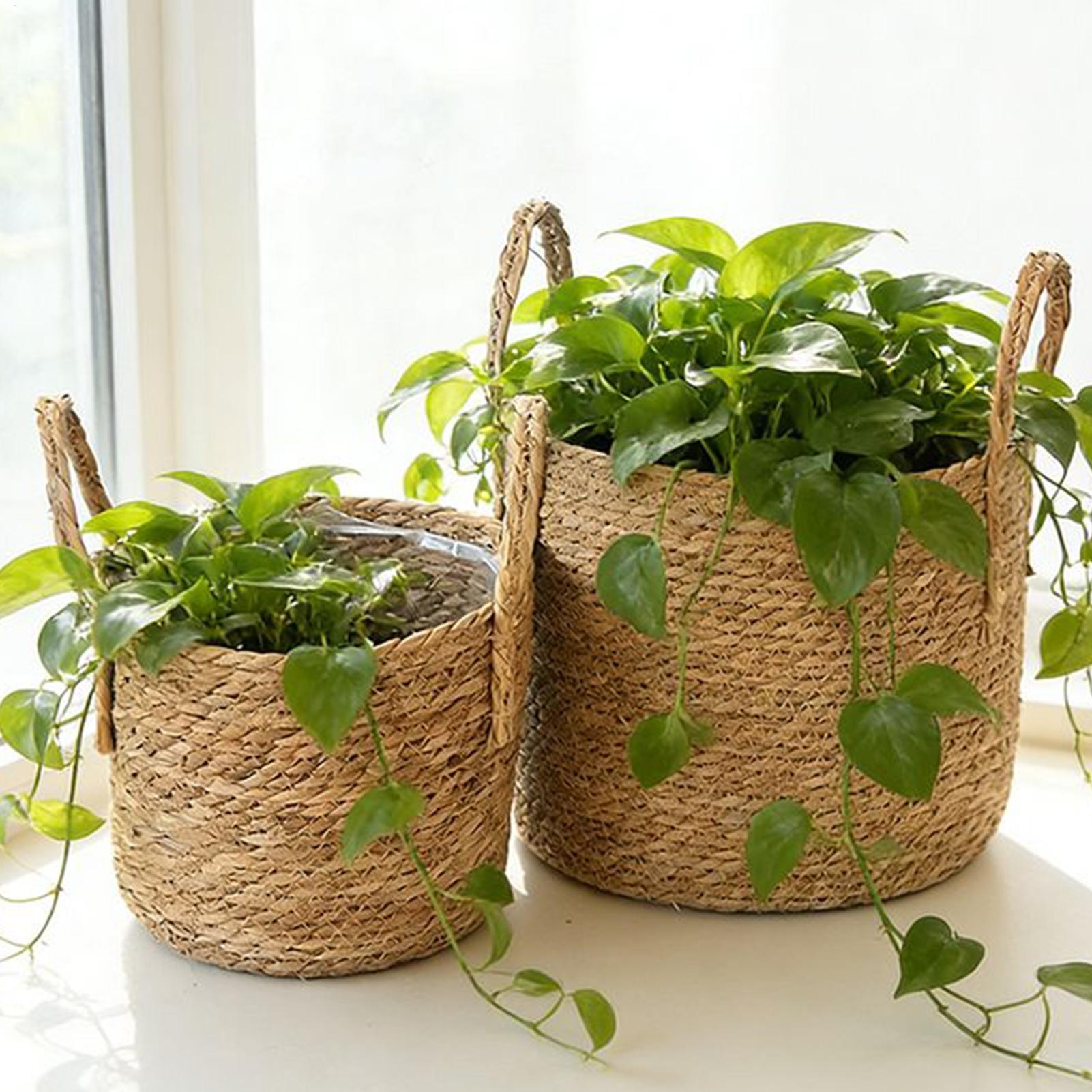 Rattan Plant Basket - กระเช้าปลูกต้นไม้ กระถางดอกไม้หวาย กระถางหวายระบายอากาศ กระเช้าดอกไม้หวาย สำหรับตกแต่งสวน สนามหญ้า