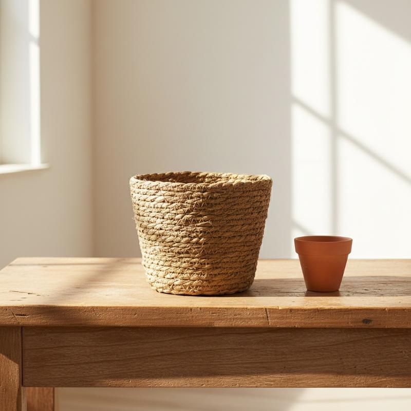 กระถางดอกไม้หวาย กระถางหญ้าฟาง - Rattan Plant Basket บทวิจารณ์และราคา