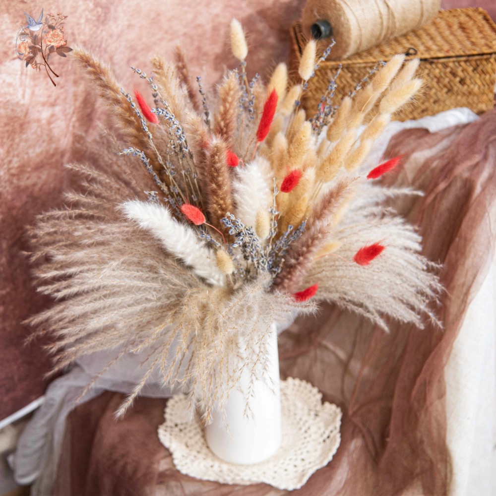 ช่อดอกไม้แห้งประดิษฐ์จากดอกแพม - Pampas Grass Decor บทวิจารณ์และราคา