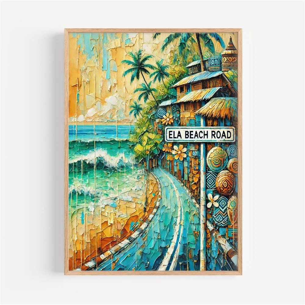 ภาพวาดสีน้ำบนผ้าใบ ลอมบ็อก ภาพ - Home Decor Indonesia บทวิจารณ์และราคา