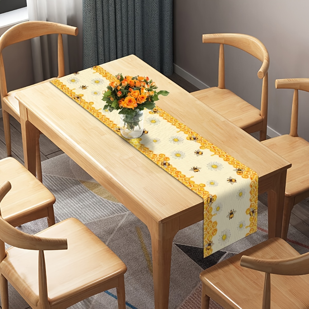 ผ้าปูโต๊ะผ้าลินินลายผึ้งดอกเดซ - Linen Table Runner บทวิจารณ์และราคา
