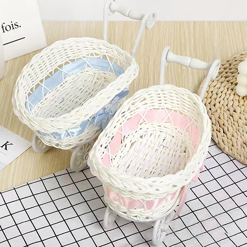 1 ชิ้นตะกร้ารถเข็นเด็กรถเข็นเด - Rattan Plant Basket บทวิจารณ์และราคา